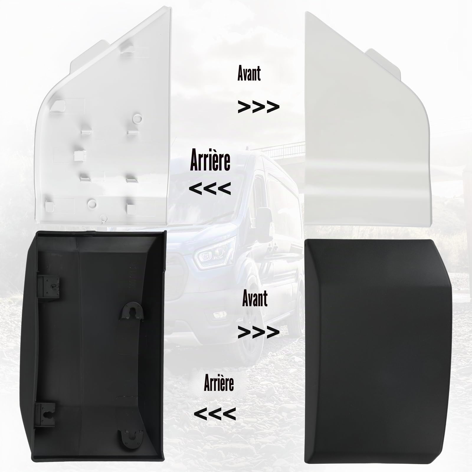 Couvercle de trappe de réservoir de carburant blanc avec garniture moulée CK4Z-61405A26-B BK3Z-6129077-AA pour Ford Transit 150 250 350 2015-2019 (conduite à gauche uniquement)