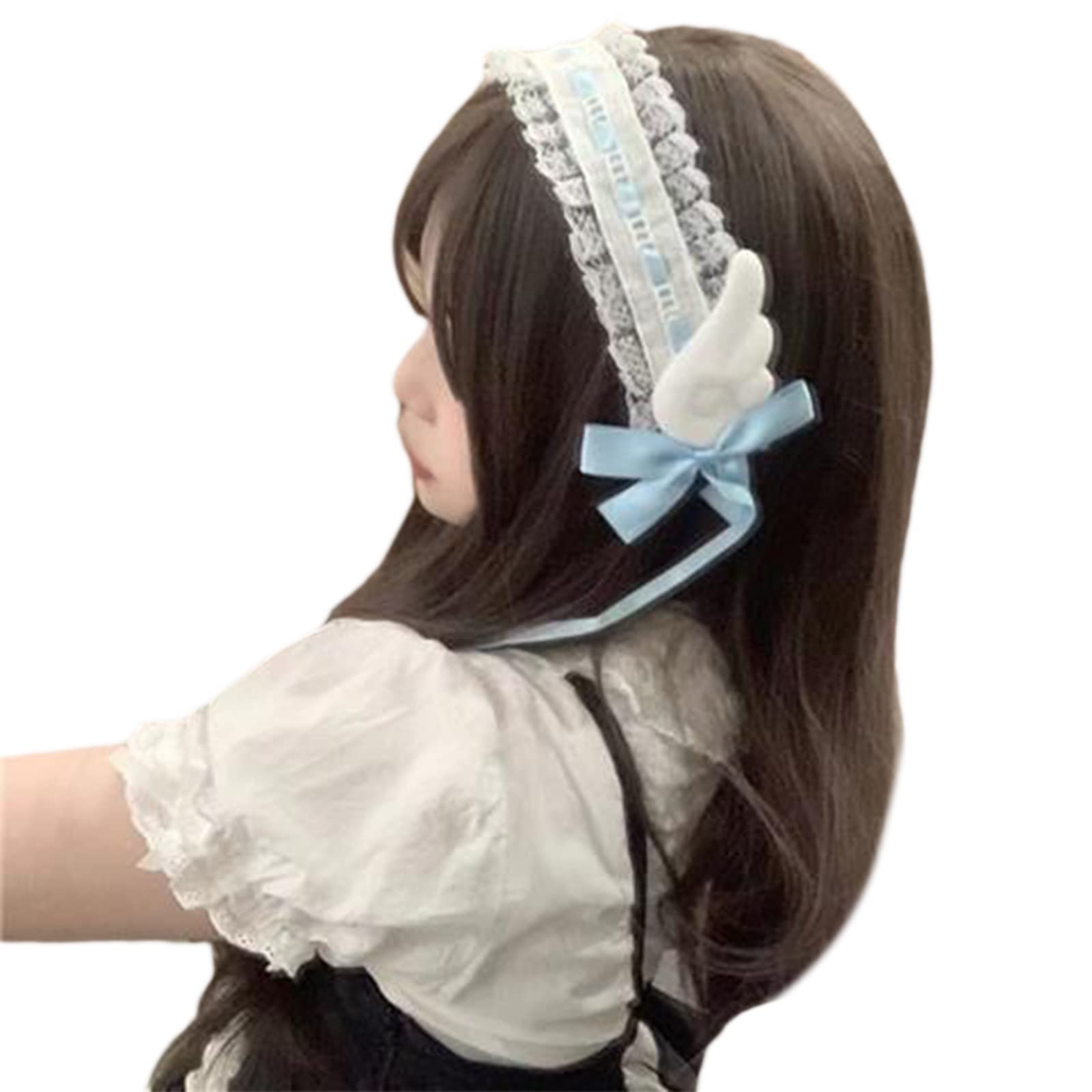 Maxtonser Womens Maid Cosplay Hair Bands Headband with Lace, Wing & Bowknots Lolitas Hair Accessories for Party, Show