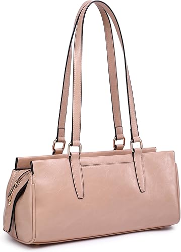 Miniatura 9 de Dasein Bolsos Hobo para mujer, de cuero vegano suave, con 3 compartimentos, múltiples bolsillos Camello