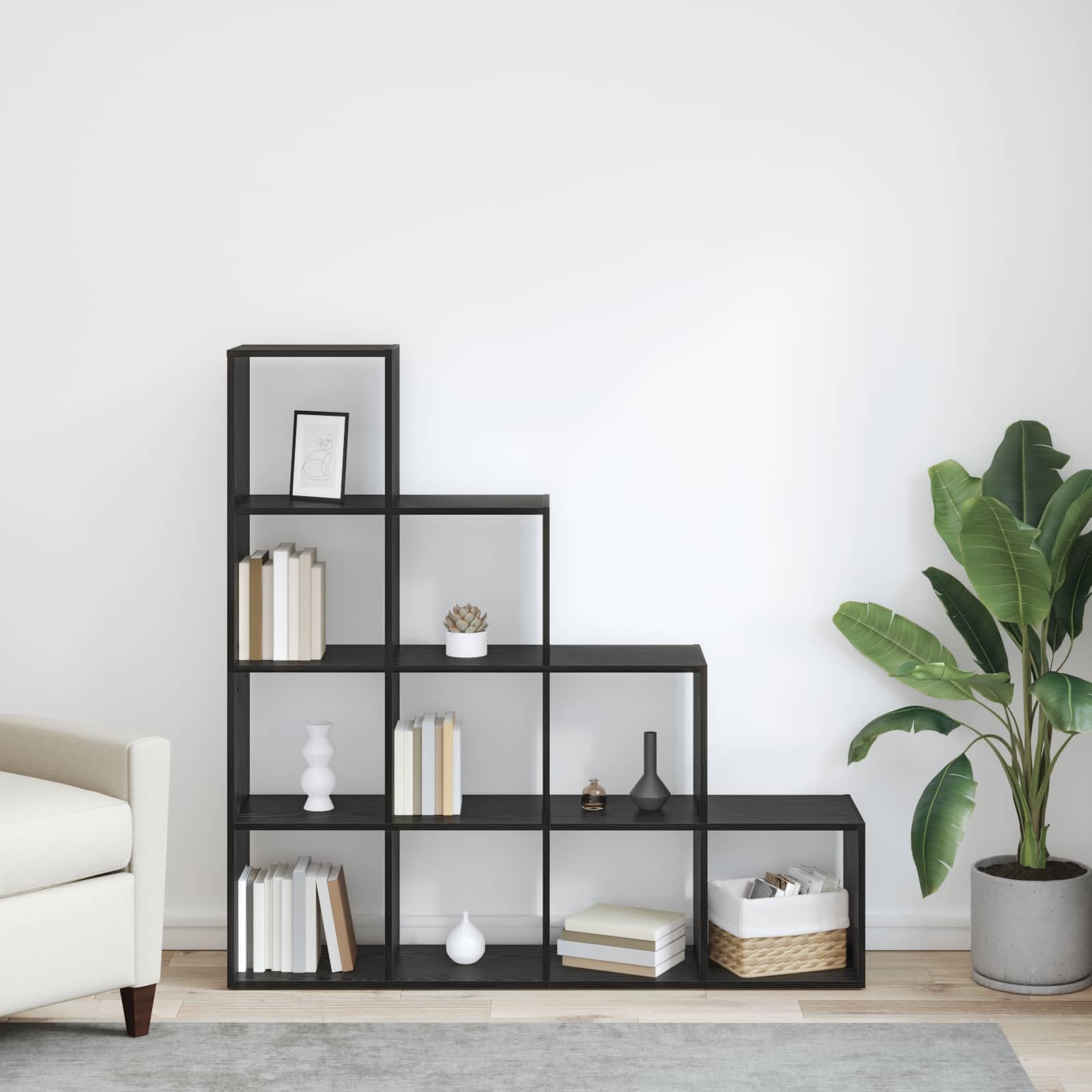 Generisch Raumteiler Bücherregal Schwarz Eichen-Optik Holzwerkstoff,Möbel,Regalsysteme,Bücherregale Bücherschränke-879663