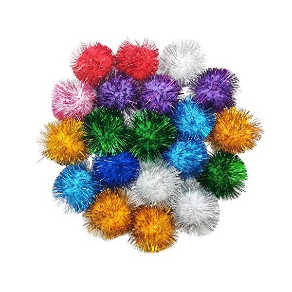 20 pcs assorted color flash ball cat's favorite toy ball tinsel pom poms flash.