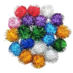 Assorted Color Flash Ball Cat’s Favorite Toy Ball Tinsel Pom Poms Flash 20 Pcs.
