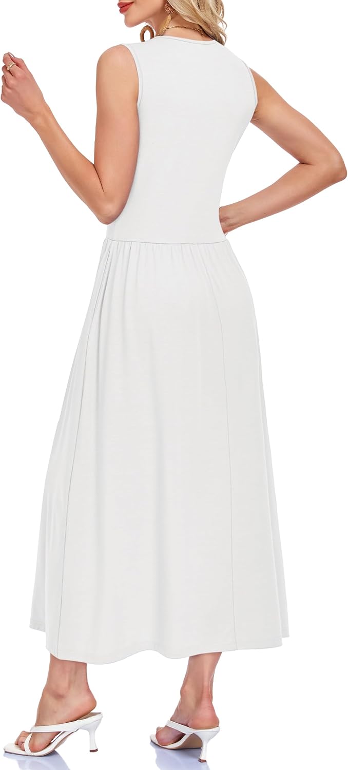 MOLERANI Women Summer Maxi Dress 2026 Casual Sleeveless Vacation Dresses V Neck Elegant Flowy Sundress with Pockets - Image 4