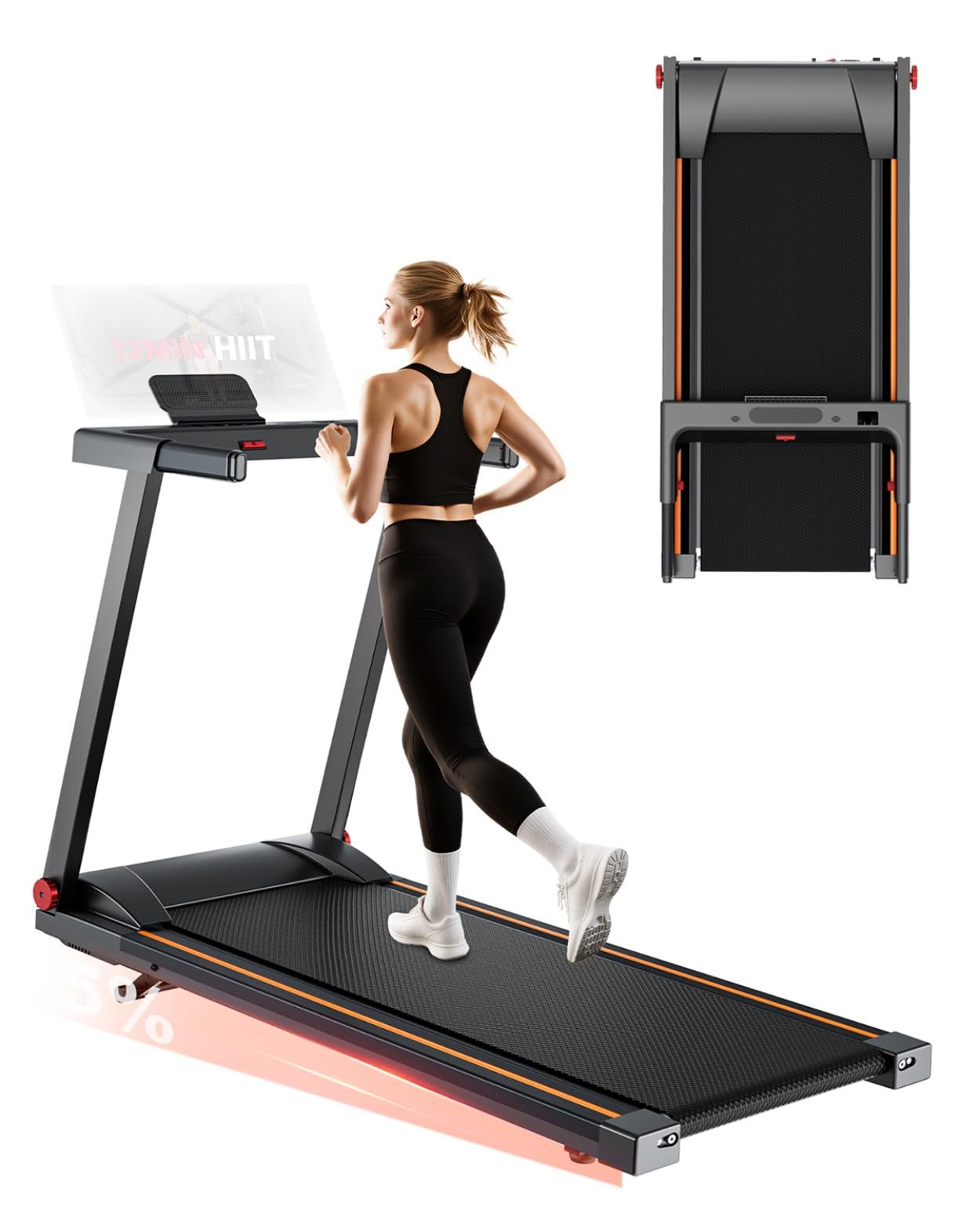 Superun Treadmills for Home Foldable with 6%-12% Auto Incline,12-18km/h,95-130cm Running Area,136kg-181kg Capacity Folding Treadmill,Running Machine with HIIT & MIIT Program, UK Stock, Fast Delivery โ image 1
