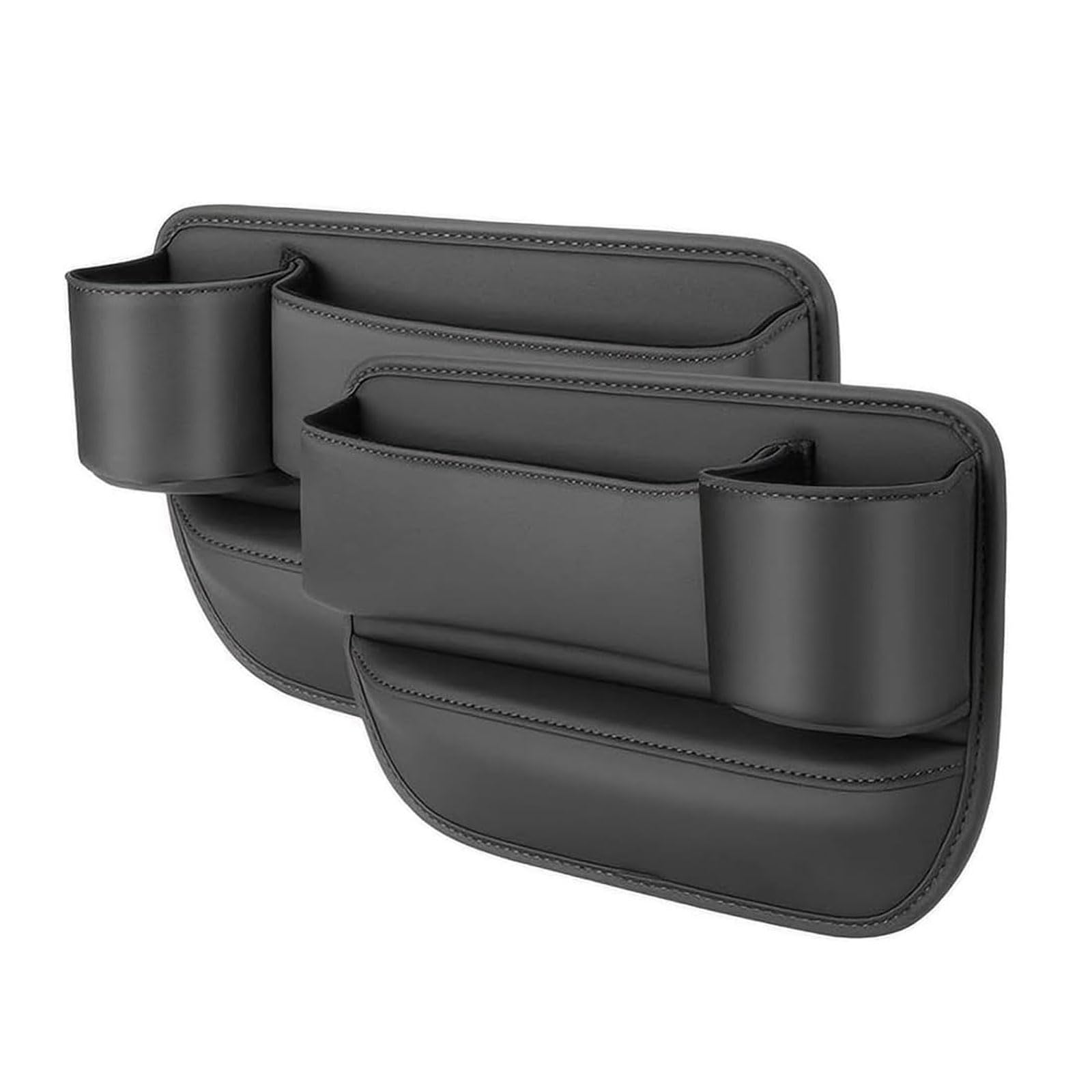 WQLTTFC Car Seat Gap Filler Organizer for Abarth 500e 2023 2024 2025, 2 Pcs Leather Multi-Purpose Seat Gap Filler Organizer, Car Accessories,Black