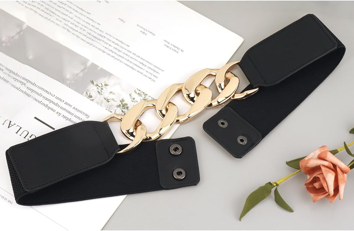 Glamorstar Women Wide Elastic Belts for Dresses Stretchy Cinch Waist Belts - Image 3