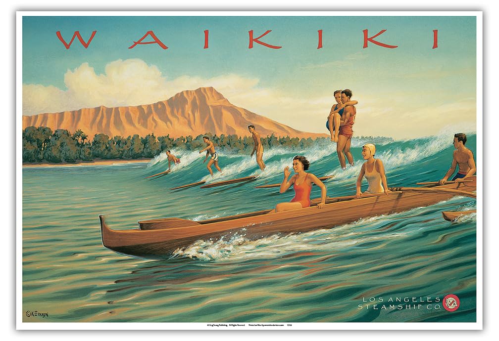Amazon.com: Waikiki Hawaii - Surf Riders - Diamond Head Crater