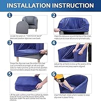 Vista 7 de NILUOH Fundas para silla de club, 2 piezas, elásticas, estampadas, con barril redondo, antideslizantes, con parte inferior elástica para bar, sala