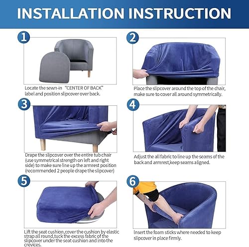 Miniatura 7 de NILUOH Fundas para silla club, 2 piezas, elásticas, estampadas, con barril redondo, antideslizantes, con parte inferior elástica para bar, sala de