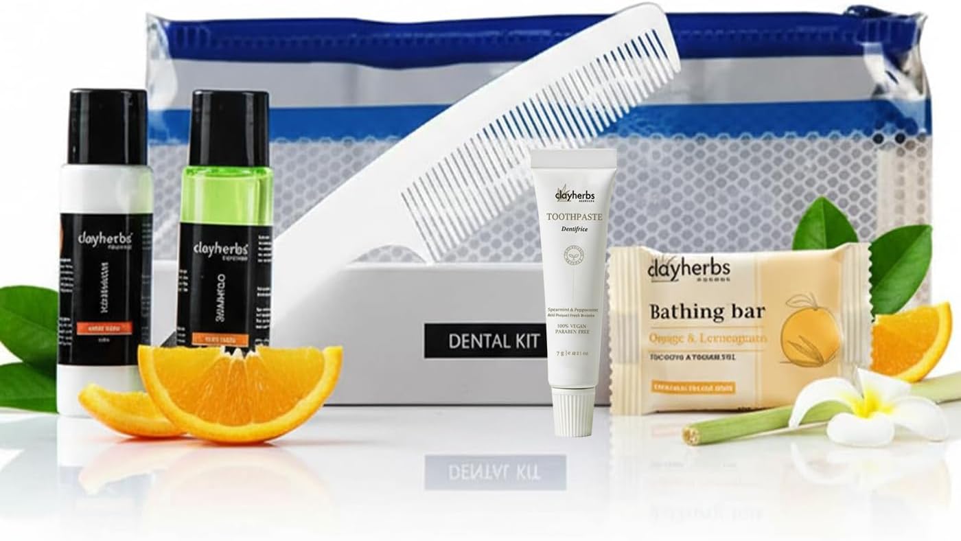 Hotel Toiletries 50 Sets| Hotel Guest House Toiletries Kit | Hospital Toiletry Kits | Marriage Guest Toiletry Kit | Zipper Pouch 9 X 4 | Pack Of 50