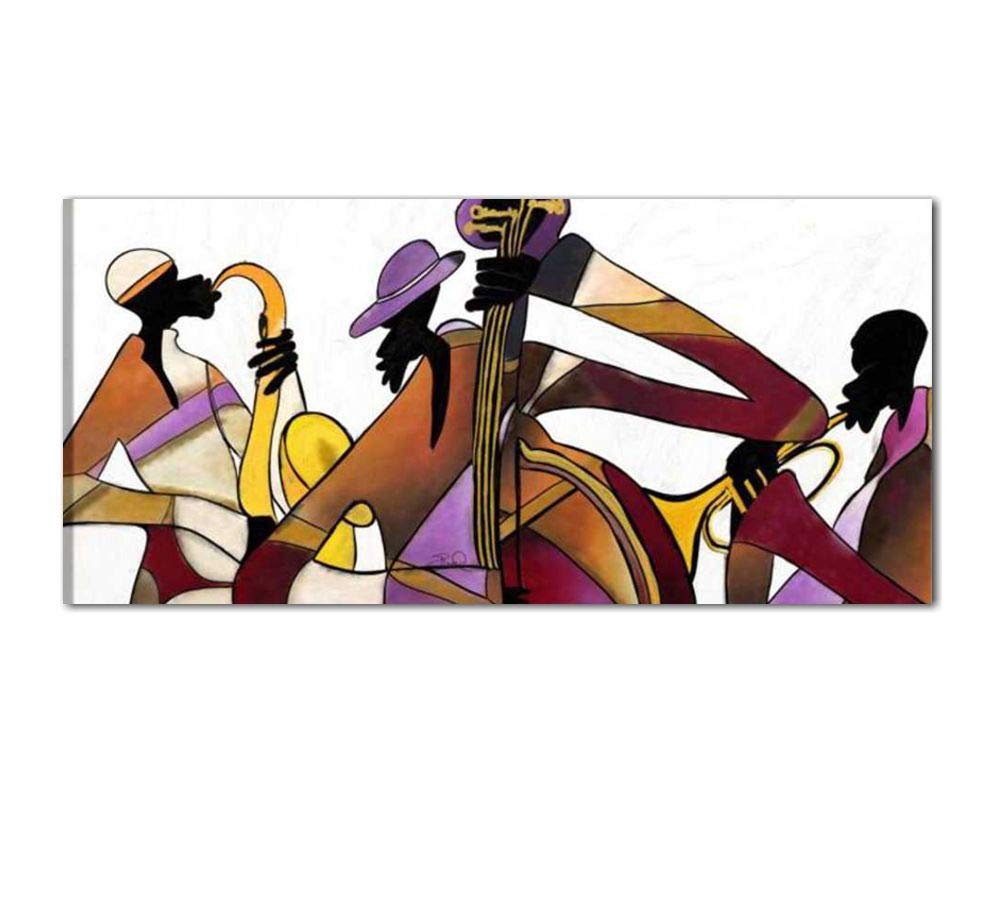 QUADRI MUSICA SAX TROMBA JAZZ COLORATI MUSICALI DIPINTI A MANO SU TELA INTELAIATI PRONTI PER ESSERE