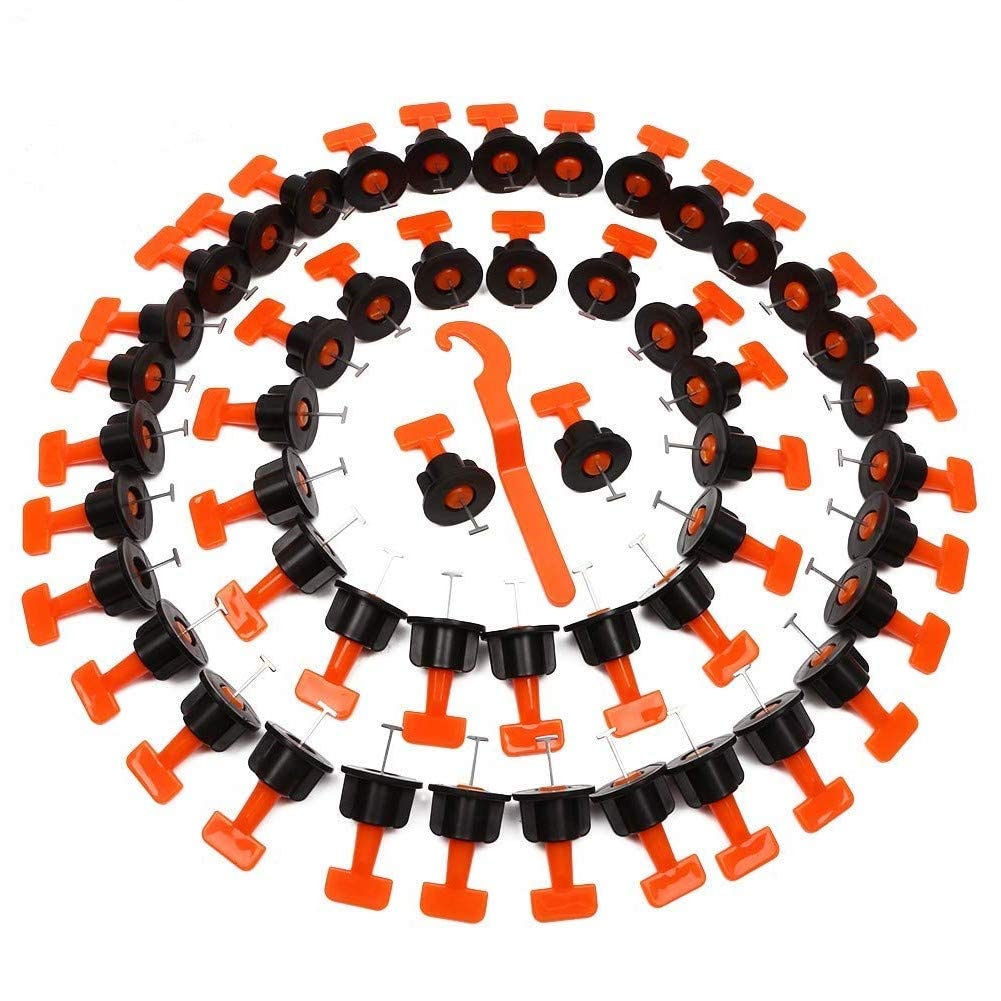 Tile Leveling System Kits, 50 Pieces Reusable Tile Leveler Tile Leveling Spacer DIY Tool for Building Walls Floors, with Special Wrench