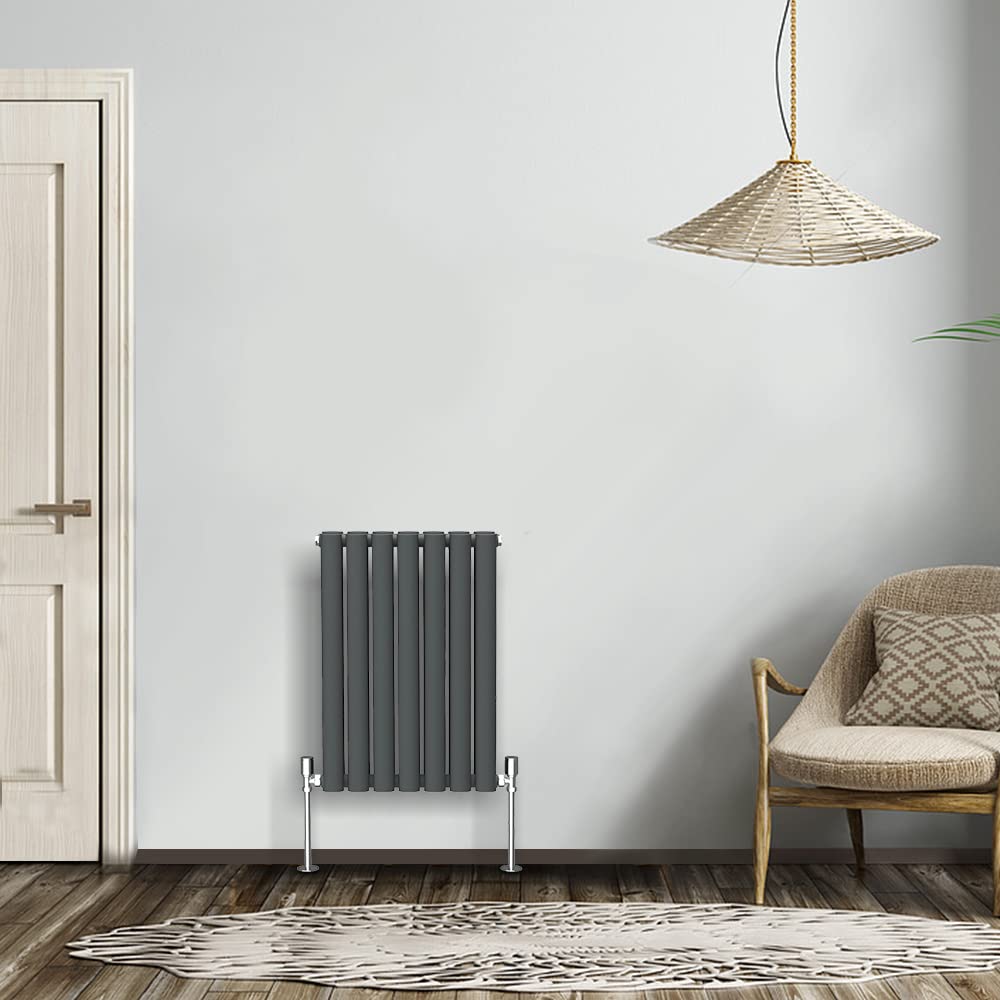 NRG Modern Radiator Anthracite 600x413mm Double Oval Panel Heater Interior Designer Horizontal Bathroom Radiators — image 1