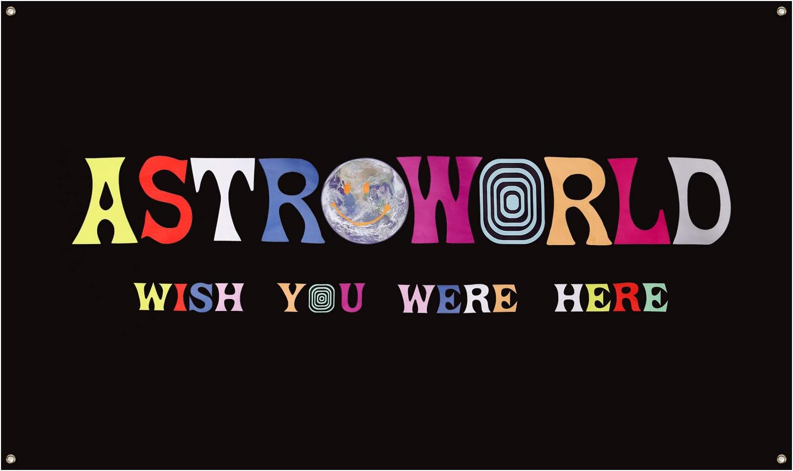 Astroworld Logo Flag, Black, 3x5 Feet, All Seasons, Unisex, Indoor/Outdoor, Music Festival, Foldable, Tear Resistant, 35.43" x 59.06"