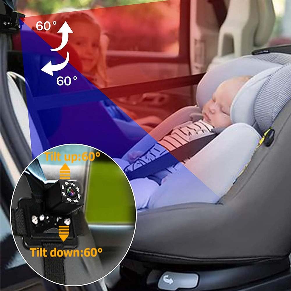 Baby Car Camera +4.3'' HD Baby Car Mirror Monitor Wide View, Night Vision Function Car Mirror Display, Essentials for Newborn, Safety Car Seat Mirror Camera