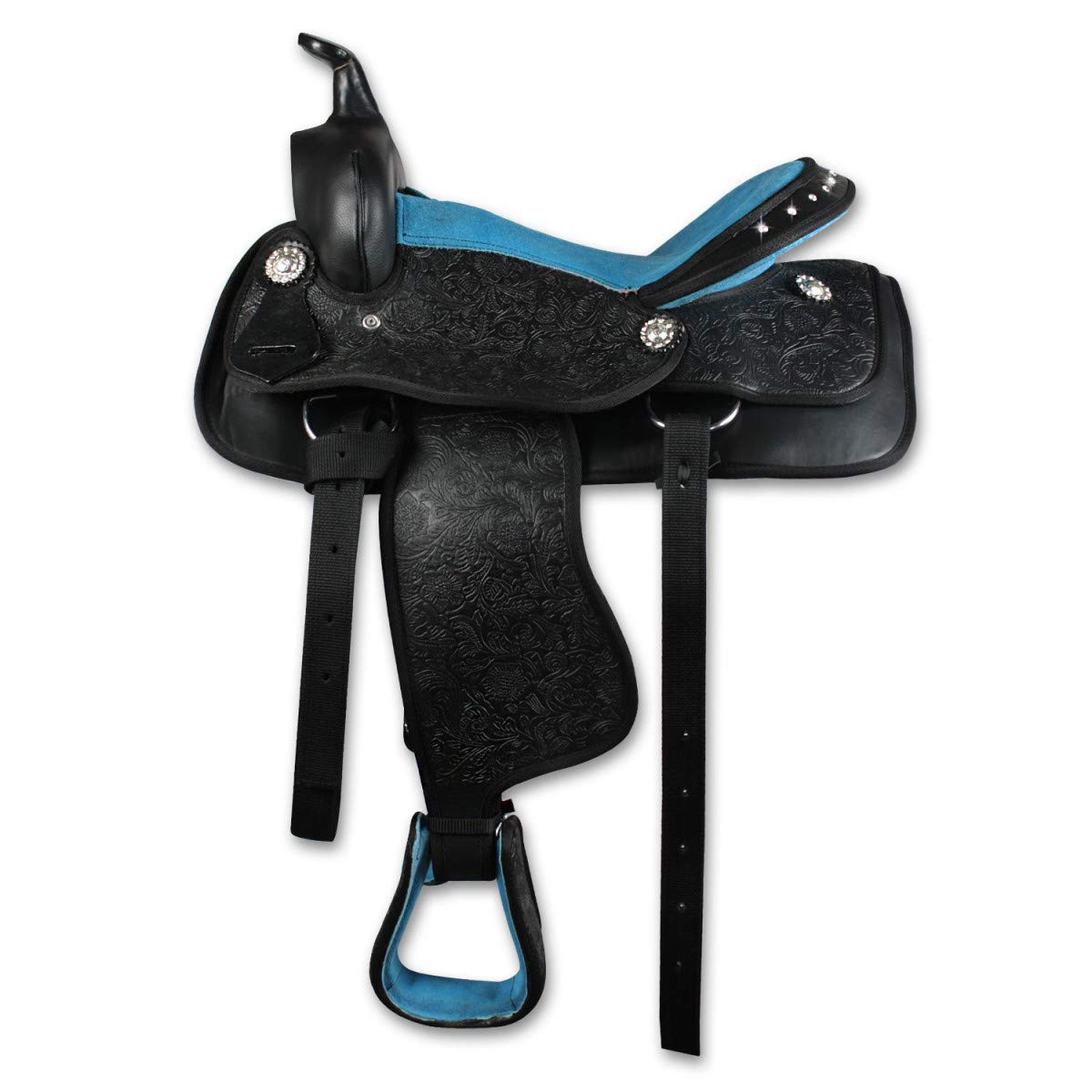 Sella Western New Gen Silver Horse, Turchese 15" (38 cm), Materiale Sintetico e Similpelle, Rinforzi di Nylon