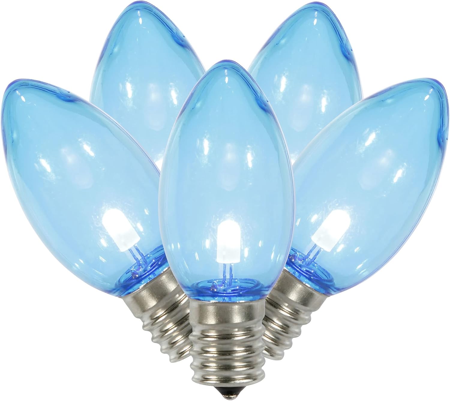 Vickerman C9 Transparent Plastic LED Blue Dimmable Bulb, E17 Nickel Base, 3 Diodes, .90Watts, 120Volts, 3 Lumens, 25 per Case
