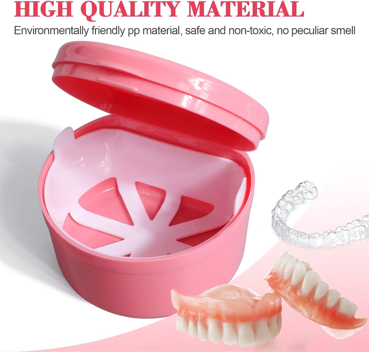 bcenyaz Denture Bath Box with Basket False Teeth Complete Clean Care