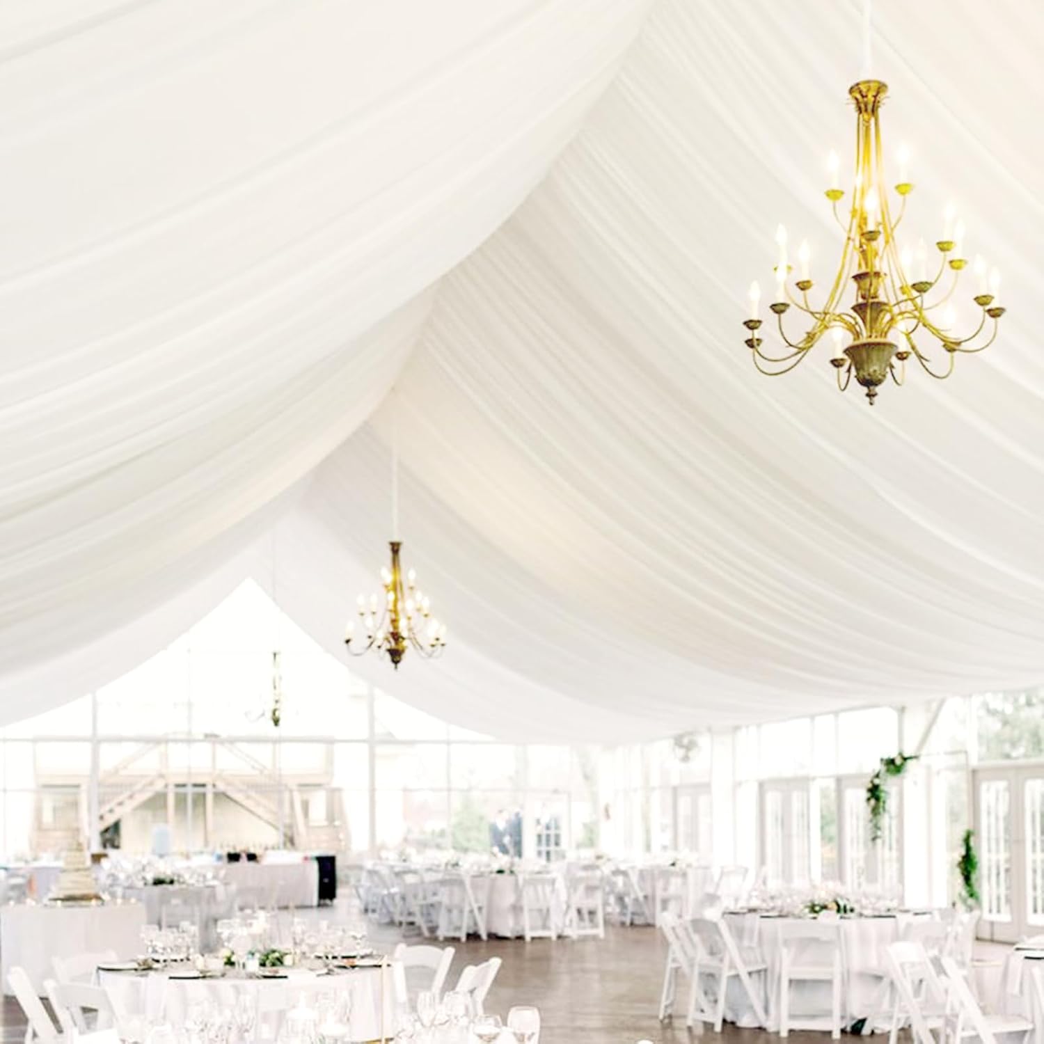 8 Panels Ivory Ceiling Drapes for Wedding Ceiling Drapes 5ftx40ft Wedding Arch Draping Fabric Premium Polyester Ceiling Drapery Draping Decorations for Party Ceremony Stage Swag Ivory 60"W x 480"L (Pack of 8)