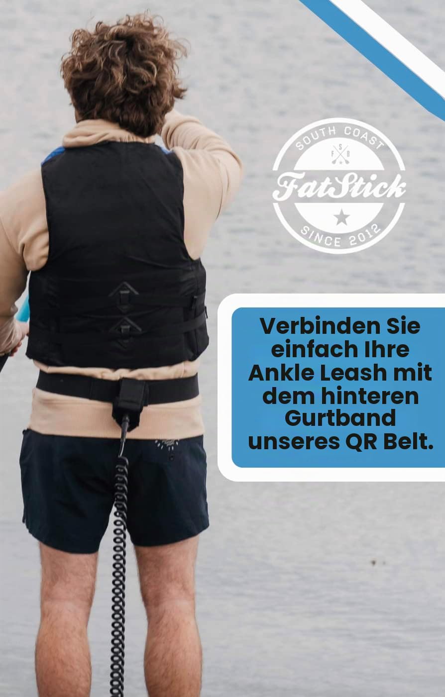 fatstick Verstellbare Schnellverschluss-Sicherheits-Taillen-Gurt-Leine für SUP-Paddel-Brett