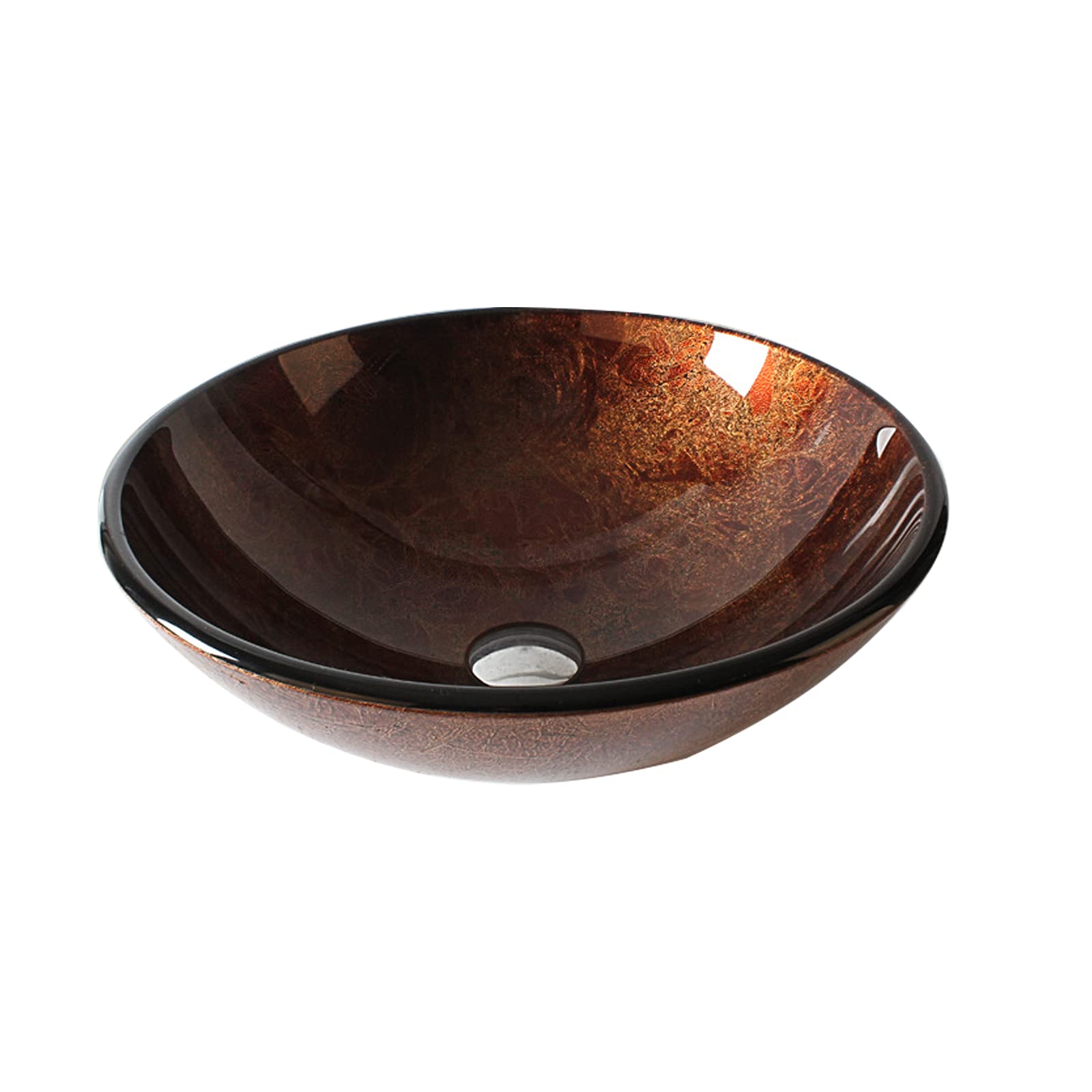 TIANQIHAO Bathroom Vessel Sink, Round Tempered Glass Sink Artistic Bowl Countertop Vanity