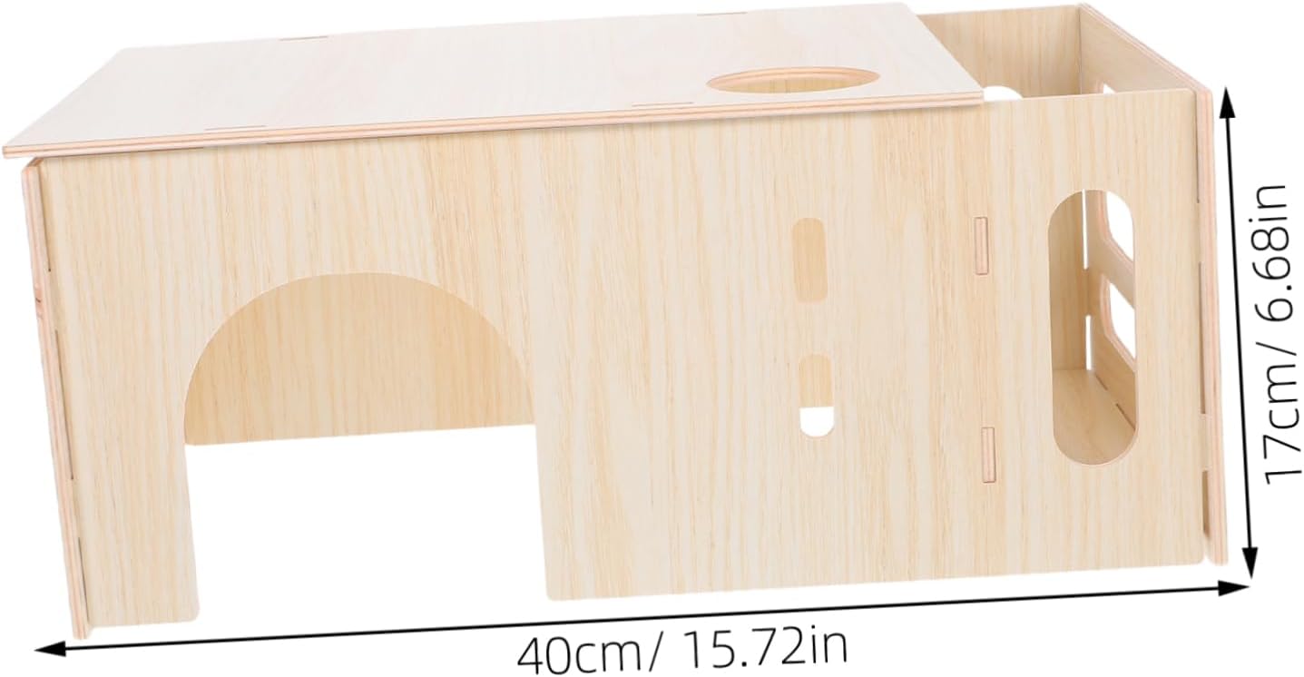 Kisangel Wooden Small Pet Hideout, Nest Box for Rabbit Hamster Chinchilla, Easy Clean Animal House