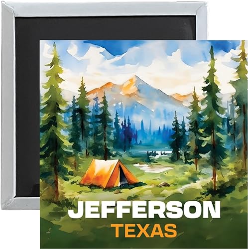 Jefferson Texas Souvenir - Tienda de campaña con imán (2,5 x 2,5 pulgadas)