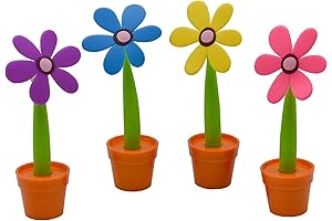 Maydahui 4PCS Flower Ballpoint Pens with Plant Pot Stand