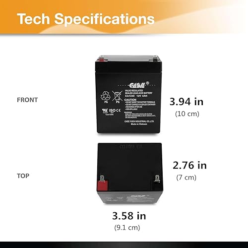 Miniatura 3 de CASIL CA-1240 12V 4AH - Batería de repuesto para alarma ADT 804302 12V 45Ah