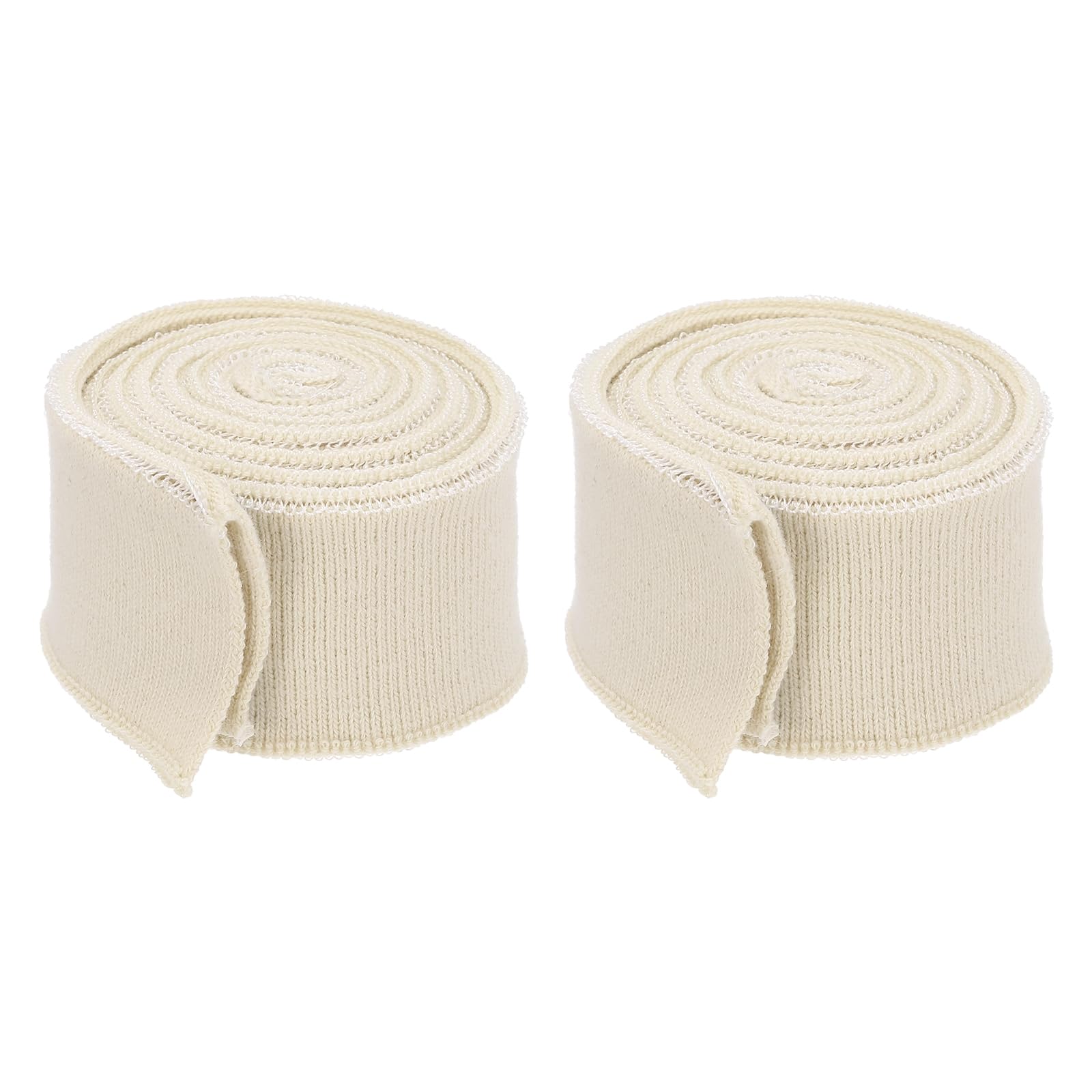 Rebower 3.5cm x 80m Elastic Cuffs for Sewing Knitted Ribbed Cotton Fabric Sleeves Waistband Ribbed Trim, [for Cloth, DIY Craft] - Apricot/ 2pcs