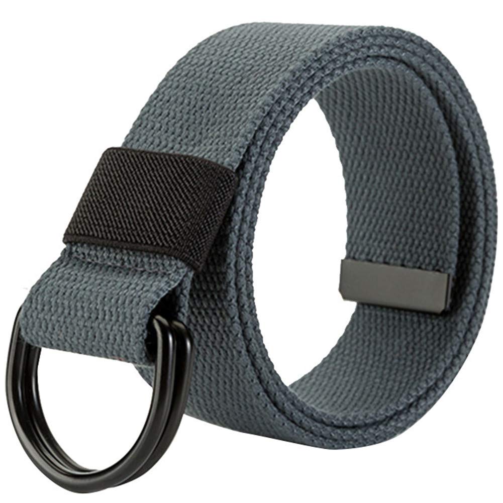 Hotyou Men's Dark Grey Unisex Tactical Belt，Canvas Belt With D-Ring,,Width:3.8 Cm,Length:130 Cm