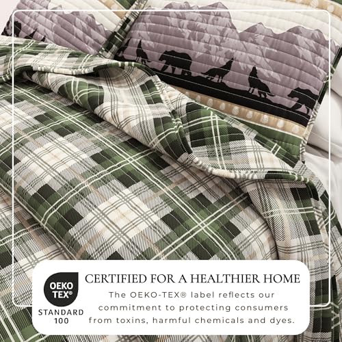 Great Bay Home Lodge Quilt Set - 3-Piece Full/Queen Size Rustic Bedding Set - Lightweight, All-Season, Reversible Bedspread (Forest Patchwork) - image 2