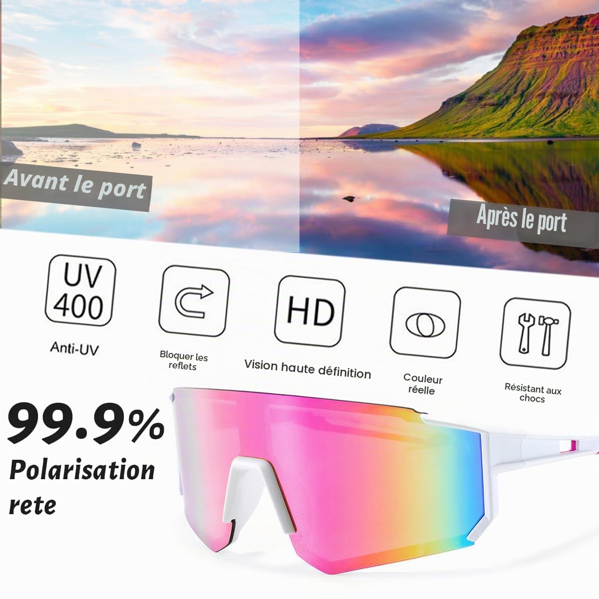 Rave Lunettes de soleil rapides Protection UV400 Coupe-vent Cyclisme Course