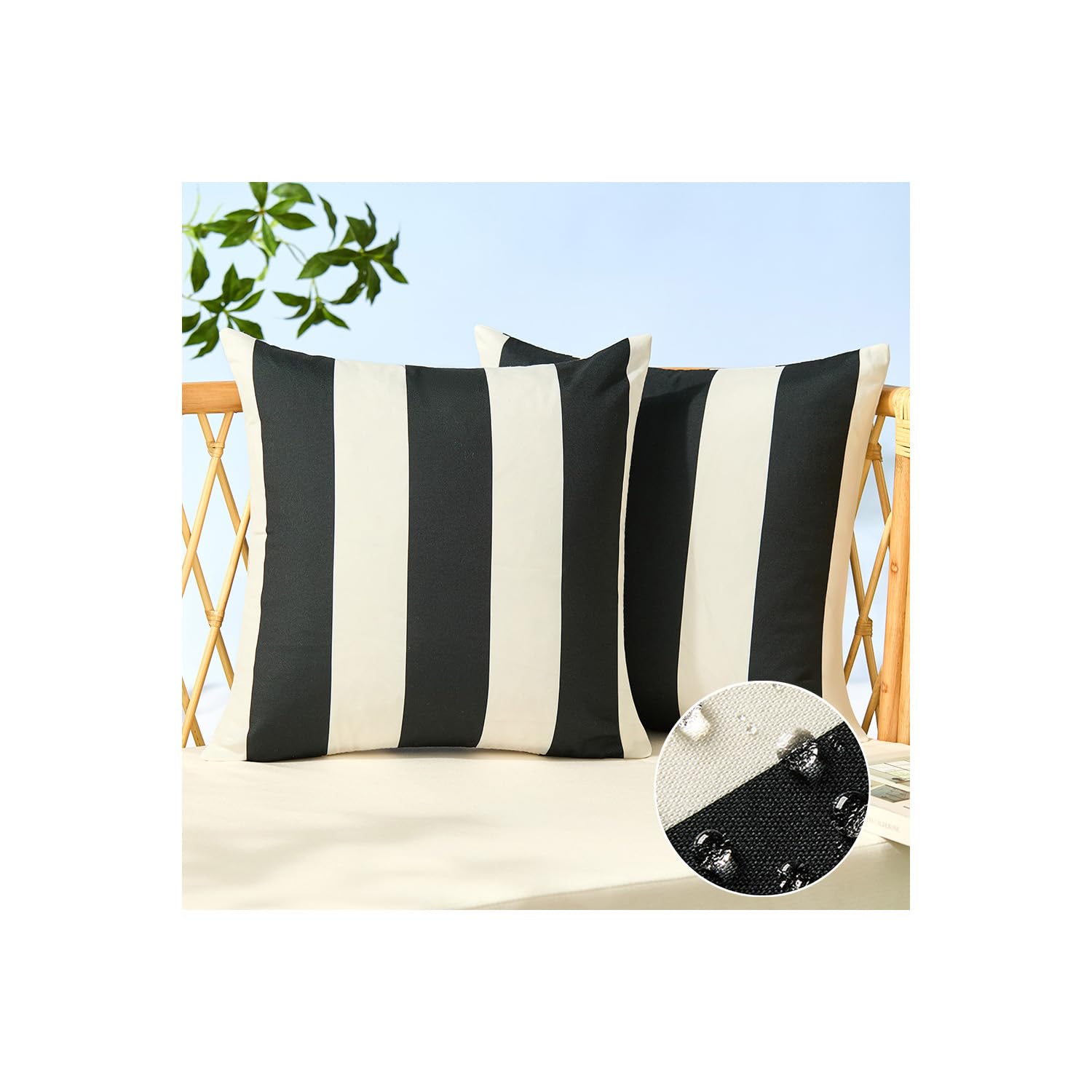 Allorry Outdoor Pillow Covers 20x20 Black Striped Outdoor Decor JB007A20