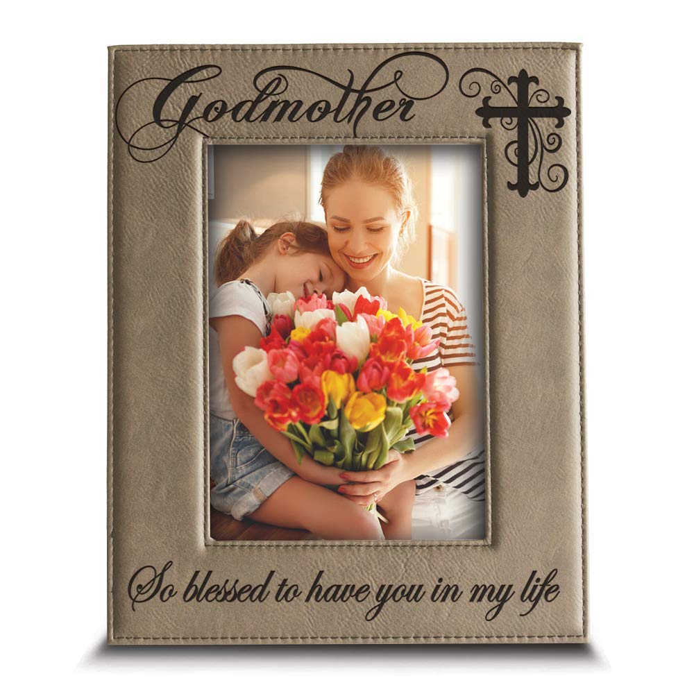 BELLA BUSTA-Godmother with Cross So Blessed to Have You In My Life-Godmother Geschenk von Patenkind 4"x 6" Vertical beige