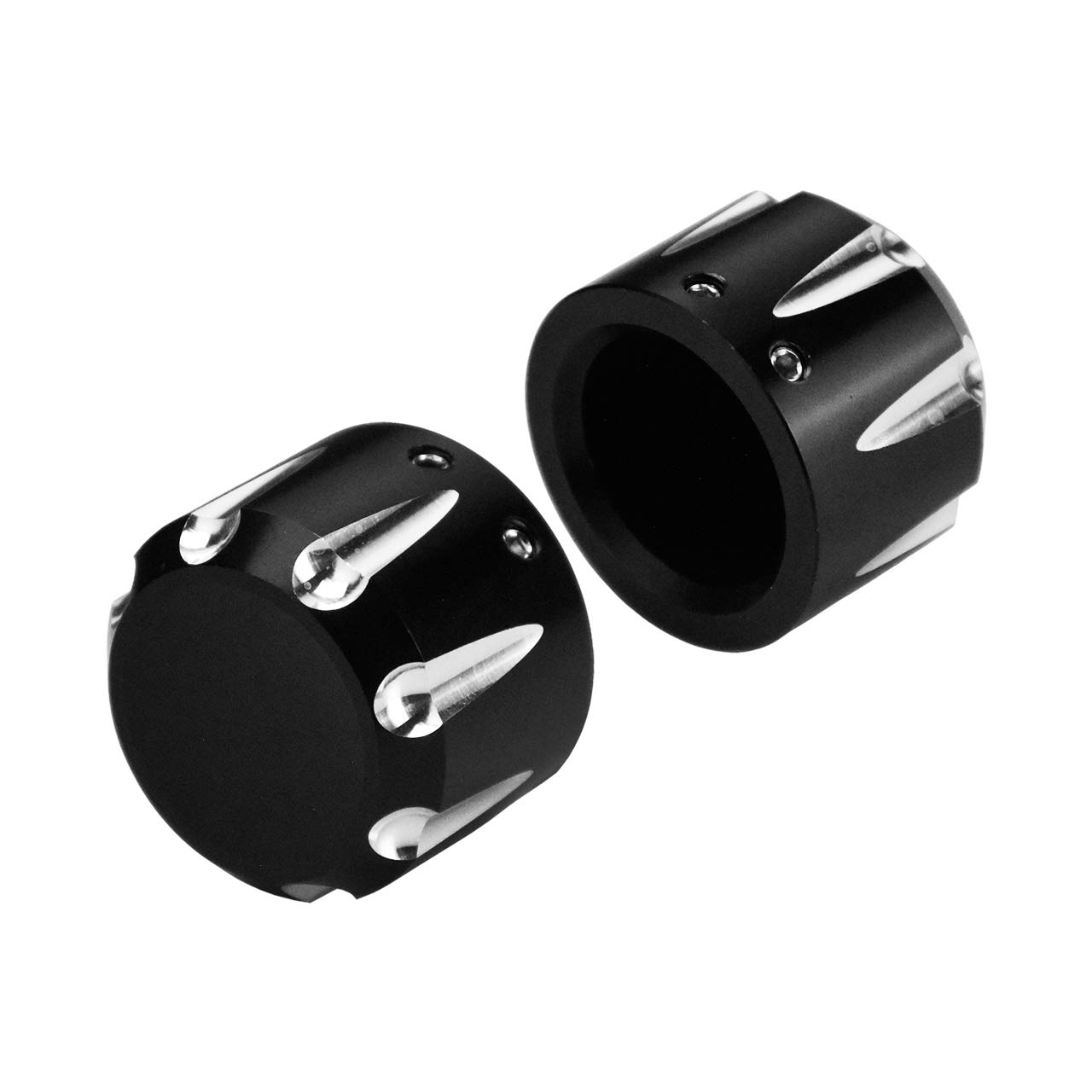 Lot de 2 cache-écrous pour essieu avant pour Harley Sportster XL 1200 Dyna Softail Fat Boy Touring Street Road Electra Tri Glide Noir