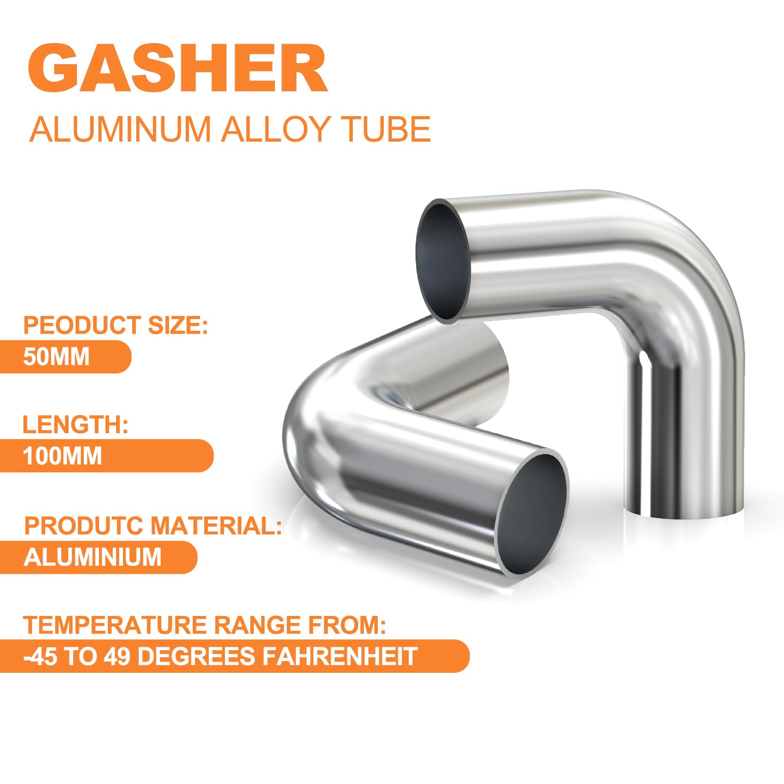 GASHER 2pezzi 90 Degree Elbow Aluminum Alloy Tube 50MM, lunghezza gamba 4" (100mm), tubo per sistemi di raffreddamento