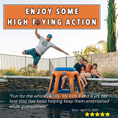 Swimming Pool Basketball Hoop Set by Hoop Shark - Orange/Blue 2020 Edition - Inflatable Hoop with Ball Included - Perfect for Competitive Water Play and Trick Shots - Ultimate Summer Toy