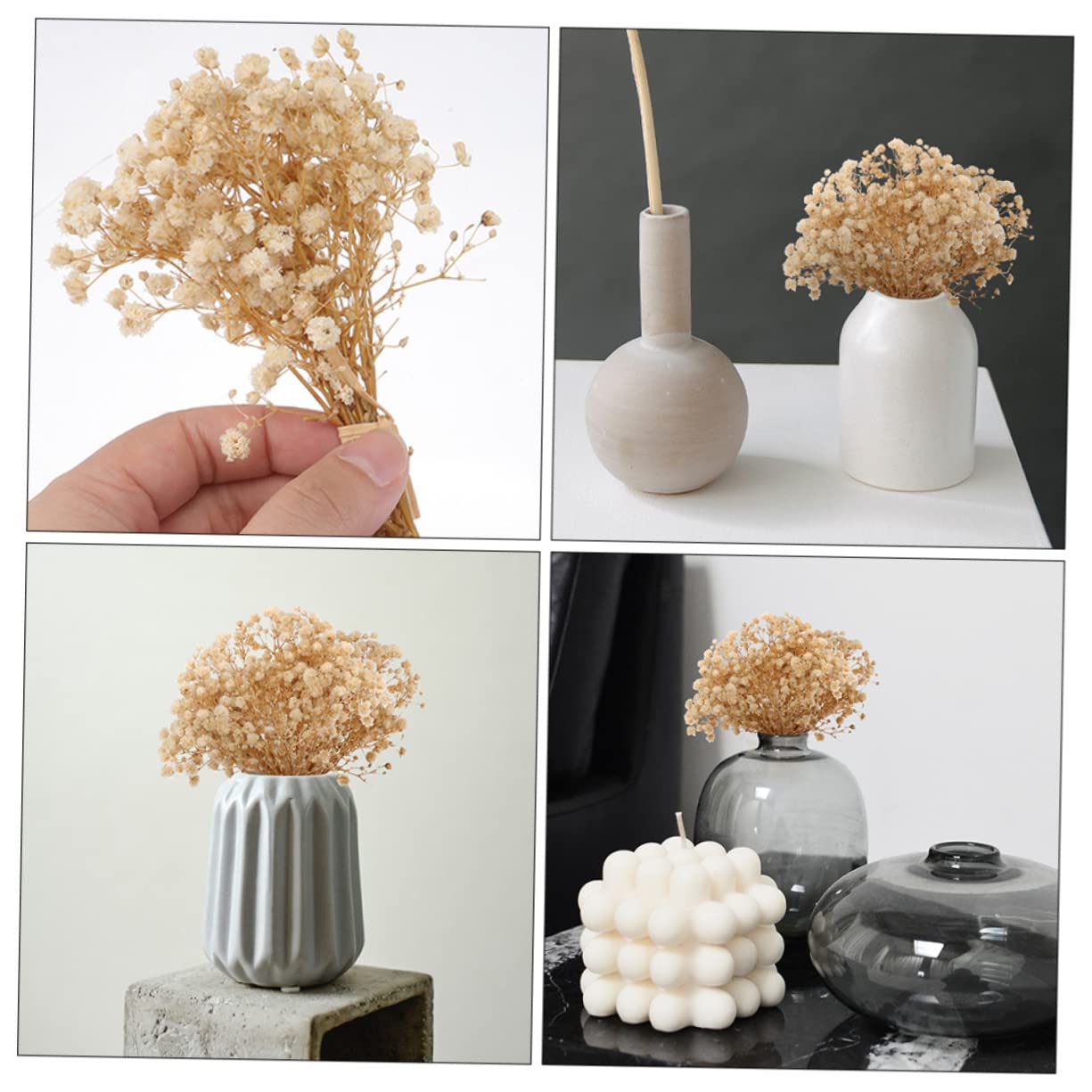 VILLCASE Lot De 5 Bouquets De Gypsophiles Séchées Fleurs Artificielles Naturelles Décoration Dintérieur pour Mariage Banquet
