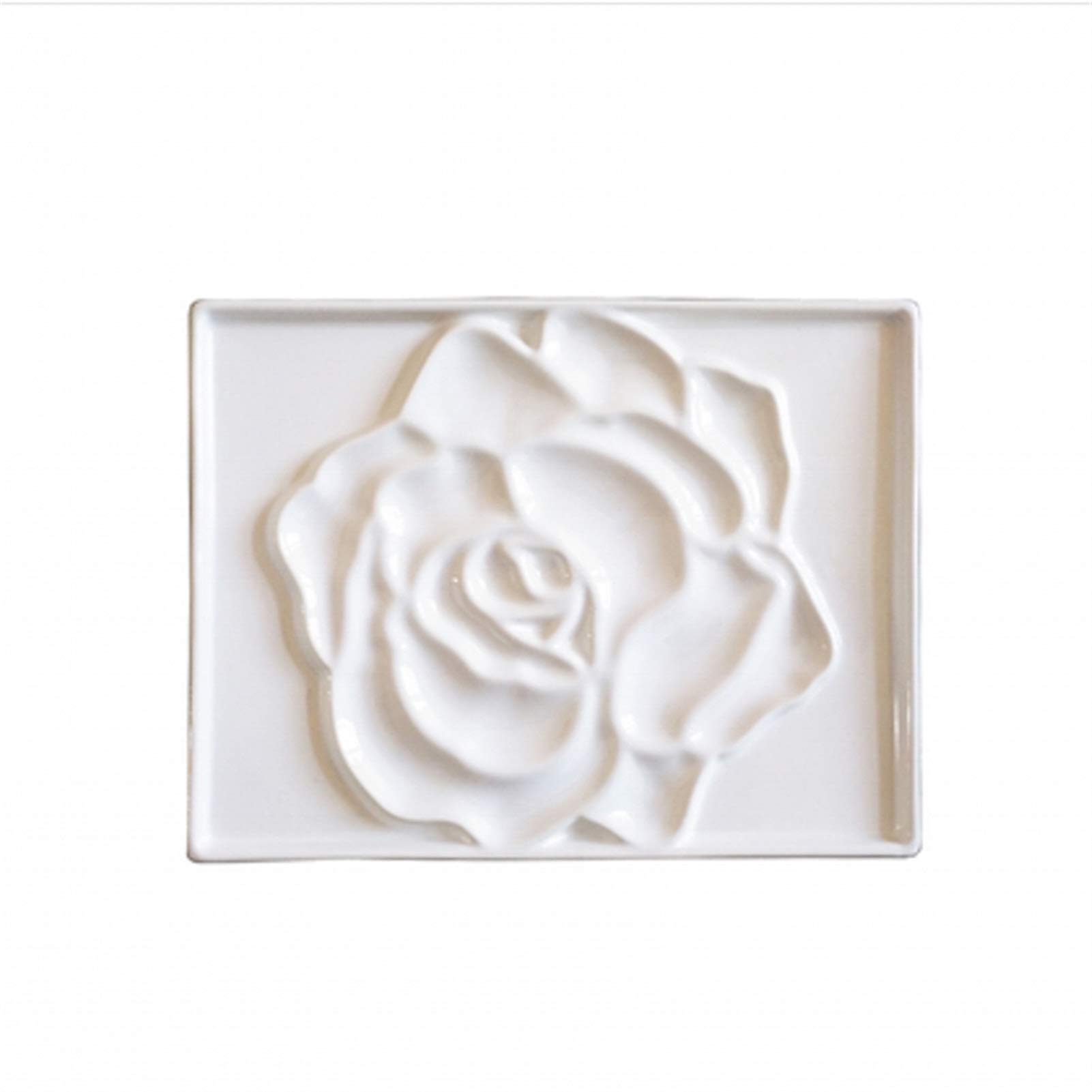 Artists Paint Palettes, Ceramic Rose Shaped Hand Painted Gouache Watercolor Palette Paint Tray Art Supplies(Rose Rectangle)
