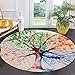 LEEVAN Round Rug, Art Deco Non-Slip Backing Machine Washable Round Area Rug Foam Mat Living Room Bedroom Study Children Playroom Super Soft Carpet Floor Mat 4-Feet Diameter, Four Season Tree