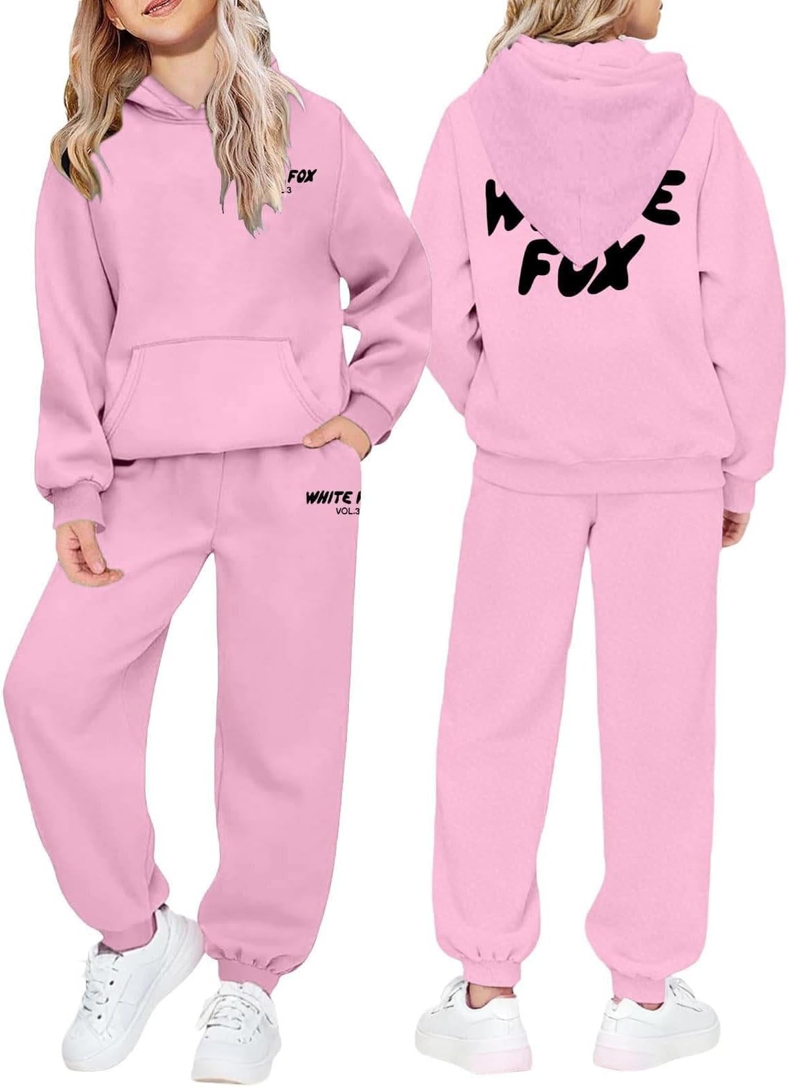 Kids Tracksuit Girls 2 Piece Outfits, Tracksuit Kids Full Set Oversized Hoodie Long Sleeve Sweatshirt Baggy Sweatpants Jogging Bottoms Girls Outfits Clothing Sets Activewear Gym Set
