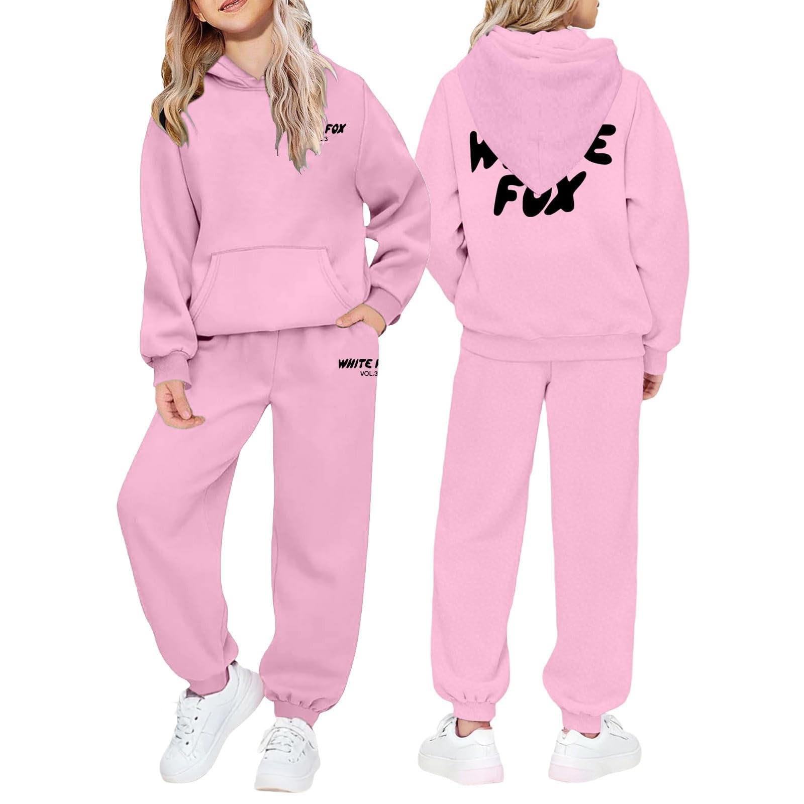 Kids Tracksuit Girls 2 Piece Outfits, Tracksuit Kids Full Set Oversized Hoodie Long Sleeve Sweatshirt Baggy Sweatpants Jogging Bottoms Girls Outfits Clothing Sets Activewear Gym Set