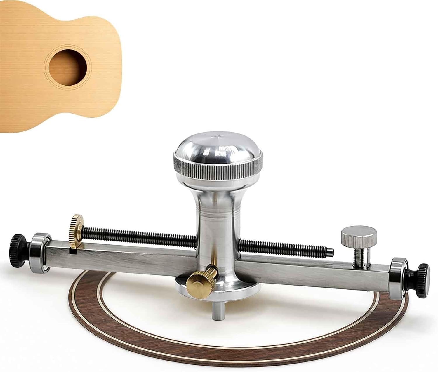 Cortador Circular para Orificio de resonancia de Guitarra, Herramienta Manual para luthier con diámetro Ajustable de 46 a 240 mm, guía de Borde de Aluminio para Trabajos
