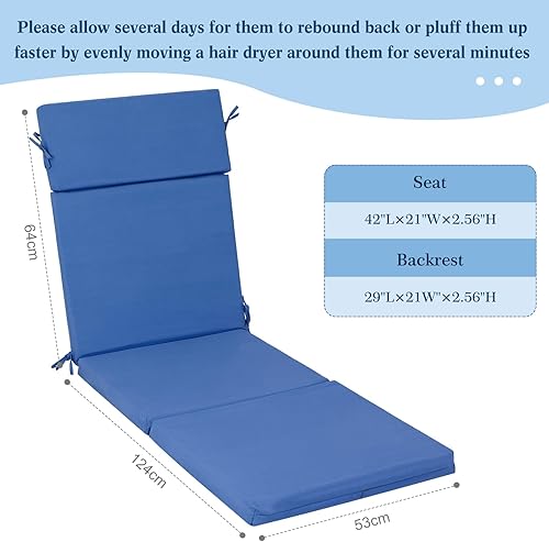 Miniatura 2 de Preboun Juego de 2 cojines para tumbonas de piscina al aire libre para muebles de exterior, patio, cojín de repuesto para silla de tela exterior,