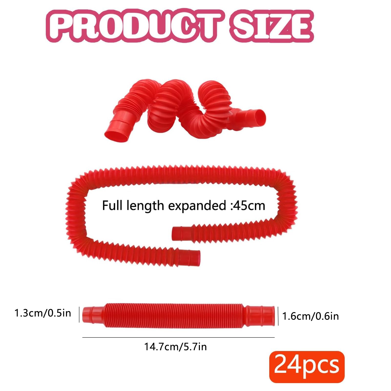 CONNECTION 24 PCS Sensory Fidget Toys Pop Tubes Sensory Tubes Stretch Pipe Toy Colourful Tubes for For Kids or Adults with ADD Autism,High Anxiety and Special Needs to Reduce Anxiety - Image 2
