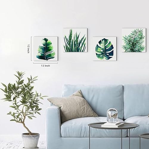 Miniatura 44 de Arte de pared de naturaleza con plantas verdes, decoración de pared de hojas botánicas tropicales, impresiones en lienzo para dormitorio, Hoja