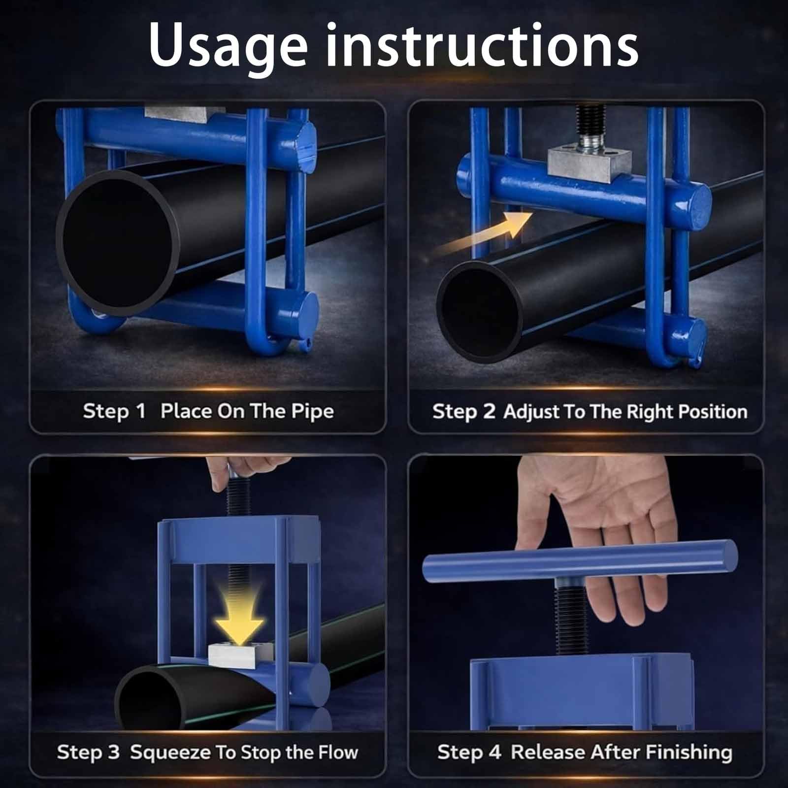 Herramienta manual de compresión de tuberías, abrazadera de compresor de tornillo para tuberías de hasta 32 mm, compatible con PE PPR PVC PP - Ideal para control de flujo temporal y reparaciones de