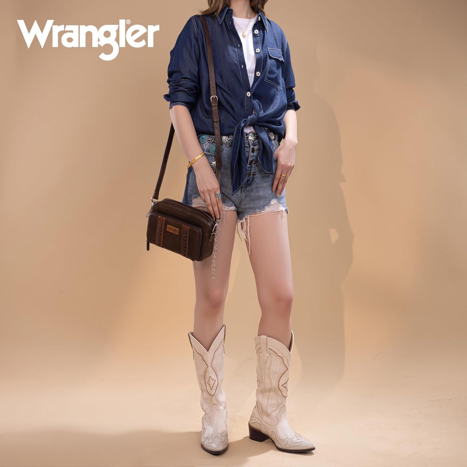 Wrangler Crossbody Bag for Women Shoulder Purse Small Multi Pocket Crossover Bag with Adjustable Strap - Image 2
