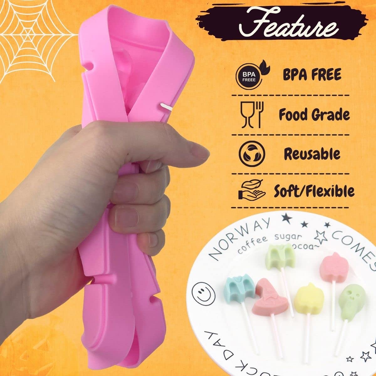 Halloween Lutscherformen Aus Silikon – Kürbis & Geister Mit 100 Stäbchen Für DIY Süßigkeiten